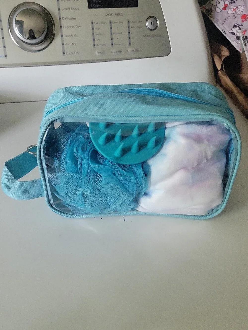 4-Piece Bath Cleansing Set with Clear Travel Bag - Blue